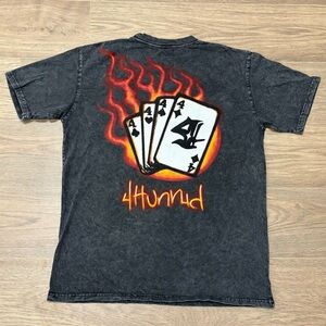 4Hunnid 4 Of A Kind Black Wash T-Shirt Large